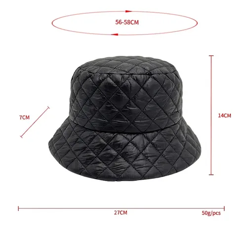 Sombrero De Pescador Acolchado Mujer Cálido Resistente Al Viento Patrón De Diamantes Algodón Ligero
