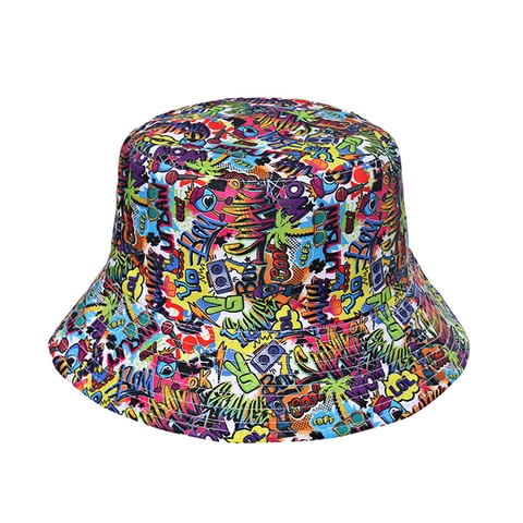 Wende-Fischerhut Polyester Sonnenschutz Faltbar Bucket Hat Für Outdoor Reisen Streetwear Gemustert Druck Mode