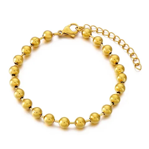 Minimalist Titanium Steel Hollow Ball Bead Bracelet For Women Gold Silver Rose Gold Plated Adjustable Round Bead Chain Jewelry Gift