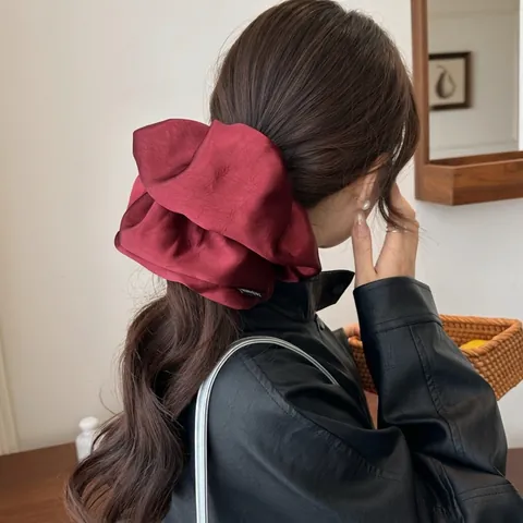 Oversized Satin Scrunchies For Women Elegant Satin-Like Large Hair Ties High Elasticity Ponytail Holder Fashionable