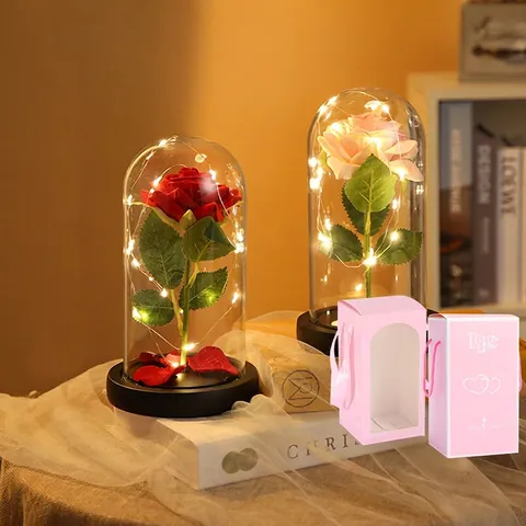 Eternal Rose LED Flower Lamp In Glass Dome For Valentine's Day Mother's Day Birthday Gift Home Decoration