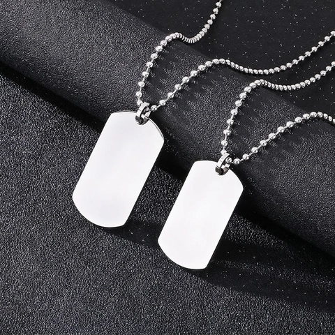 Μενταγιόν Dog Tag Από Ανοξείδωτο Ατσάλι Γυαλισμένο Στρατιωτικό Στυλ Με Αλυσίδα Μπάλα Για Άνδρες