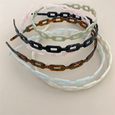 Acetate Chain Link Headband Minimalist Korean Style Hollow Hair Hoop For Women Retro Daily Hair Accessories