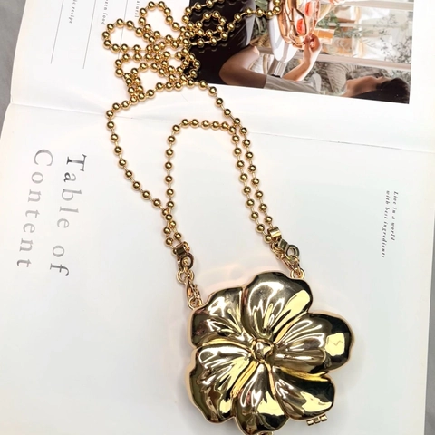 Flower Shape Metallic Crossbody Bag Zinc Alloy Mini Chain Purse For Women Chic Evening Party Handbag