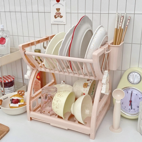 Scolapiatti Da Cucina Multilivello Organizzatore Con Portaposate Vassoio Di Drenaggio Plastica Multiuso