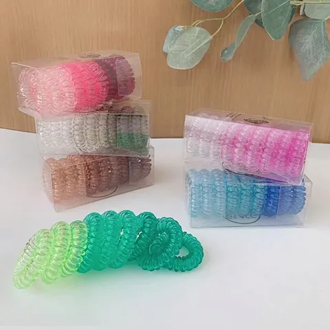 Elastici Per Capelli A Filo Telefonico Spirale Sfumato Plastica TPU Elastico Boxed Fasce Minimaliste Per Donne Quotidiano