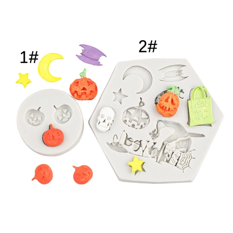 Stampo In Silicone Halloween Zucca Teschio Pipistrello Per DIY Pasticceria Fondente Cioccolato Resina Candela Decorazione