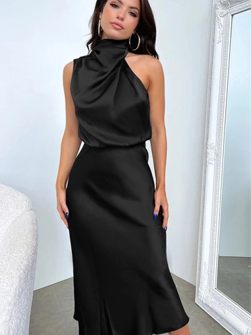 Robe Maxi En Satin À Dos Nu Sans Manches Col Bénitier Élégante Soirée Robe De Bal Formelle Style Mondain Pour Femmes