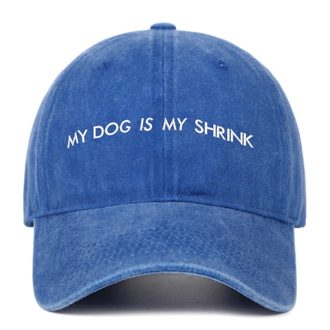 Cappello Da Baseball In Cotone Lavato Ricamato My Dog Is My Shrink Slogan Berretto Vintage Regolabile Casual Dad Hat Uomo Donna