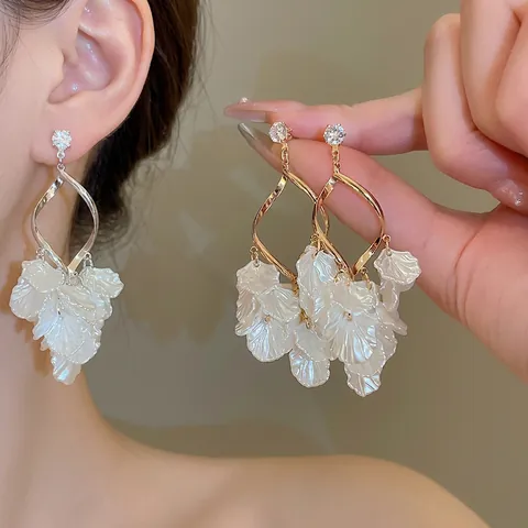 Blumenblatt Hängeohrringe Mit Zirkon Und 925 Sterling Silber Ohrstecker Böhmischer Urlaubsstil Eleganter Schmuck