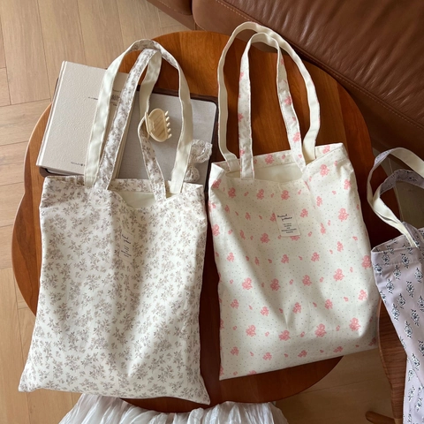 Vintage Floral Druck Baumwolle Leinwand Tragetasche Große Kapazität Lässige Schulter Handtasche Für Frauen Doppelgriff