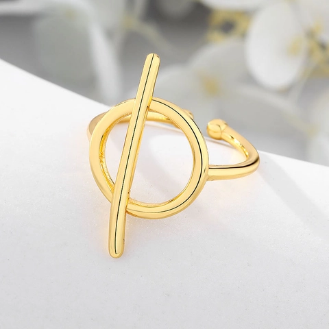 925 Sterlingsilber OT-Schnalle Ring 18K Gold Galvanisiert Geometrisch Offen Verstellbar Hohl Glänzend Ring Mode Schmuck Damen