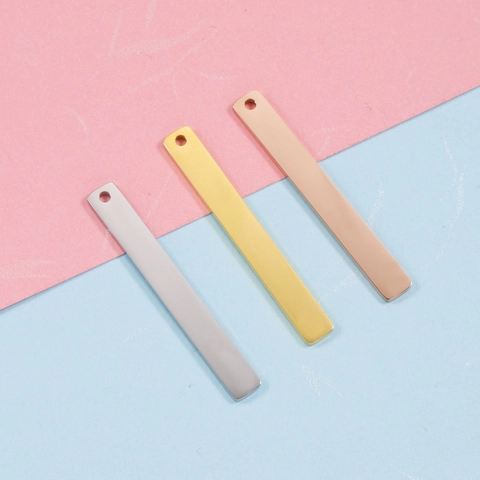 Rectangle Bar Pendants 304 Stainless Steel Blank Metal Tags For DIY Jewelry Making Mirror Polished Engravable