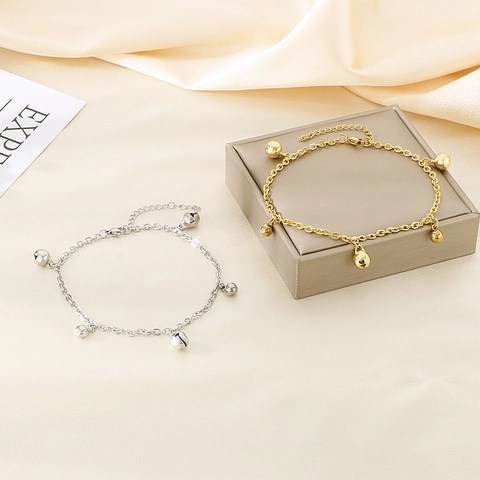 Tobillera De Campana De Acero Inoxidable Para Mujeres Niñas Minimalista Colgante De Bola Redonda Cadena Ajustable Joyería De Pie Regalo