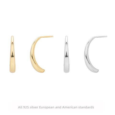 Orecchini A Cerchio In Argento Sterling 925 Retro Minimalisti A Forma Di C Design Geometrico Elegante Gioielli Per Donna