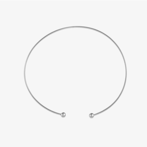 925 Sterling Silver Κολιέ Choker Για Γυναίκες Μινιμαλιστικό Ανοιχτό Σχέδιο Σφαιρικά Άκρα Μόδα Ρυθμιζόμενο