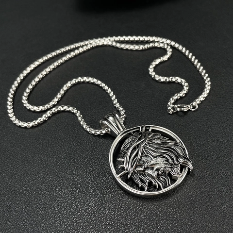 Heren Roestvrijstalen Ketting Met Rond Jezus Christus Doornenkroon Medaillon Religieuze Retro Punk Sieraden