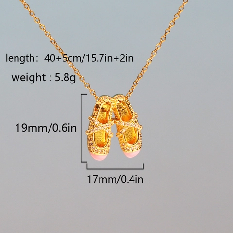 Collana Con Ciondolo Scarpette Da Ballo Ottone Smalto Rosa Strass Gioielli Per Donne Ragazze Elegante Catena A O