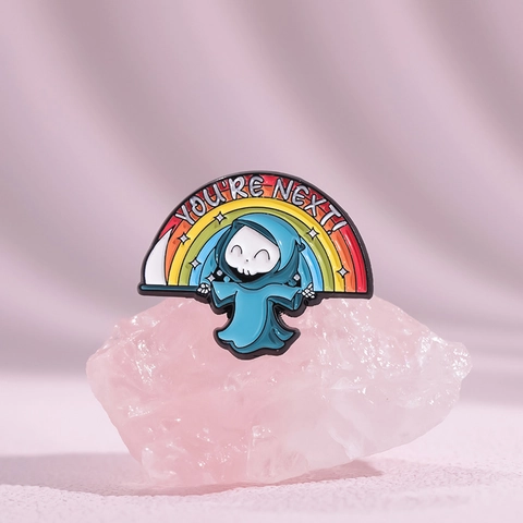 Pin de Esmalte You're Next Parca Arcoíris Broche de Aleación Divertido Fantasma Animado para Mochilas Ropa