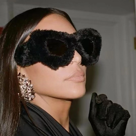 Heart Shaped Plush Furry Sunglasses PC Frame AC Lens UV400 Novelty Party Eyewear For Men And Women