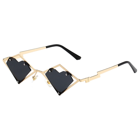 Gafas De Sol Con Forma De Corazón Montura De Metal Irregular Estilo Cyberpunk Hip Hop Protección UV400 De Moda
