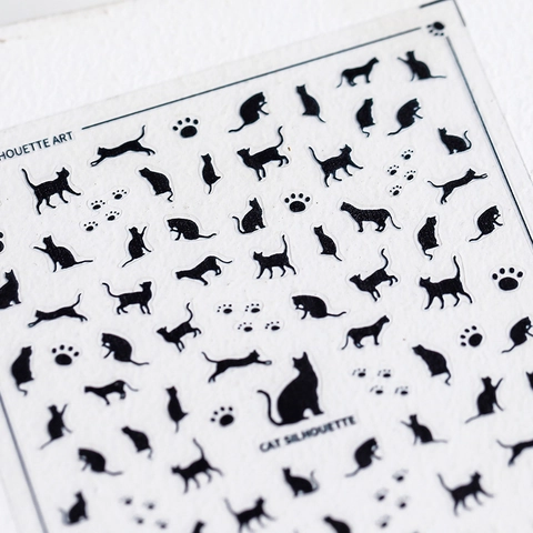 5D Nail Art Stickers Black Cat Silhouette Adhesive Decals For DIY Manicure Decoration Elegant Professional