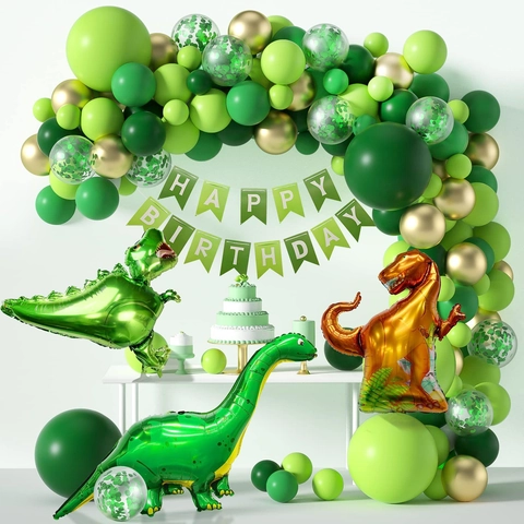 Decorazioni Per Feste A Tema Dinosauri Palloncini In Lattice E Alluminio Verde Ghirlanda Arco Banner Happy Birthday Bambini