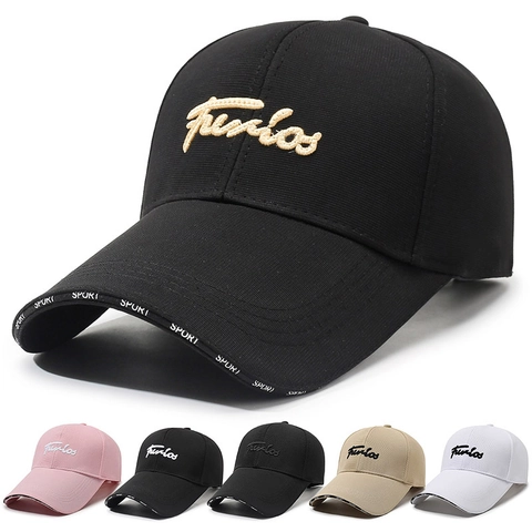 Bestickte Buchstaben Baseballkappe Verstellbarer Sonnenschutz Hut Für Damen Herren Lässig Outdoor Sport Polyester Sonnenhut Mit Buchstaben-Gurtband