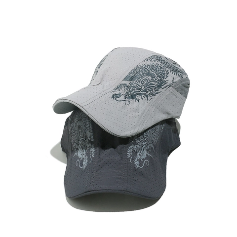Men Ivy Cap Dragon Print Breathable Mesh Quick Dry Newsboy Flat Hat Polyester Outdoor Summer Retro Style