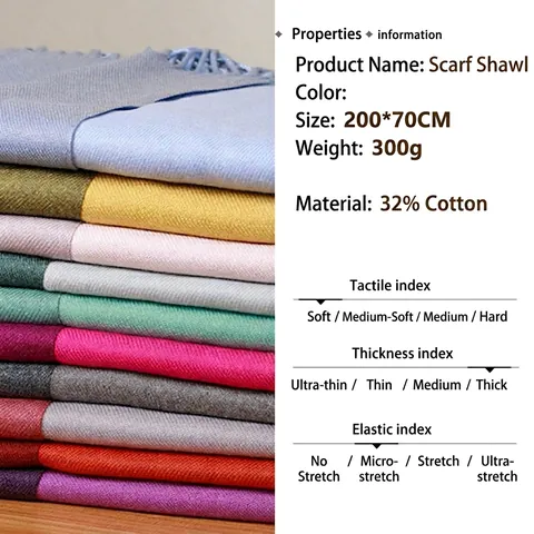 Sciarpa Scialle Inverno Imitazione Cashmere Misto Lana Cotone Doppia Faccia Nappa Lunga Calda Colore Solido Moda Donna Uomo