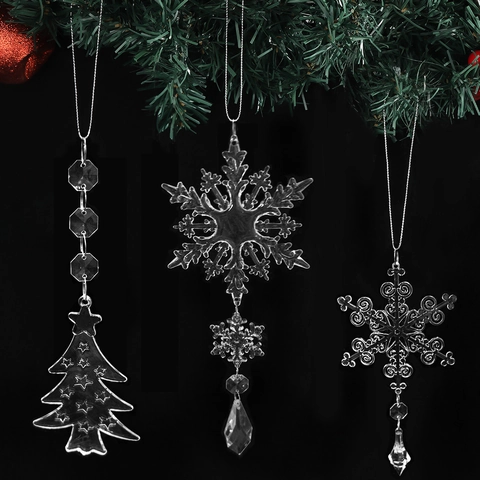 Ornamenti da Appendere per Albero di Natale in Acrilico Trasparente a Fiocco di Neve Stile Cristallo Decorazione Festiva per la Casa