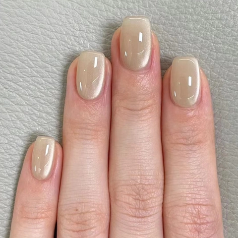Handgefertigte Cat Eye Künstliche Fingernägel Schimmer Glänzend Kurz Quadratisch Rund Wiederverwendbar Maniküre Damen Dekor