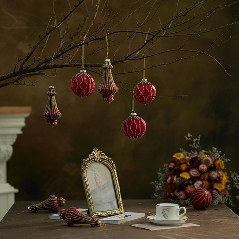 Palle Di Natale In Vetro Dipinte Con Glitter Decorazioni Appese Stile Vintage Per Albero Di Festa