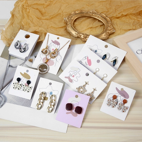Schmuck Display Karten Abstraktes Linienkunst Gesicht Ohrring Halter Halskette Verpackung Präsentationsetiketten