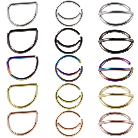 Anello Per Naso In Acciaio Inossidabile Curvo Septum Hoop Forma A D Mezzaluna Stratificata Orecchini Cartilagine Piercing Unisex