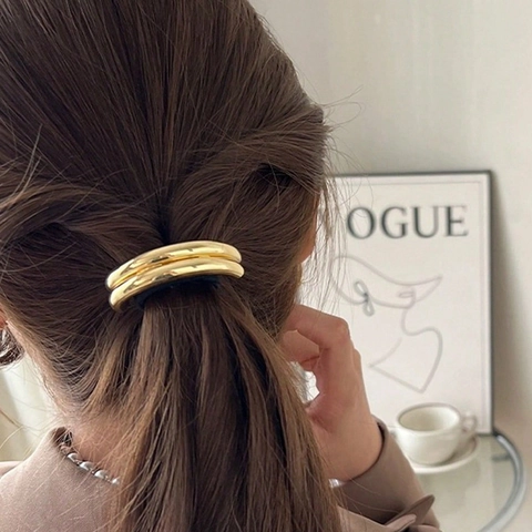 Attache Cheveux En Alliage De Métal Forme U Porte Queue De Cheval Géométrique Poli Accessoires De Coiffure Modernes Pour Femmes