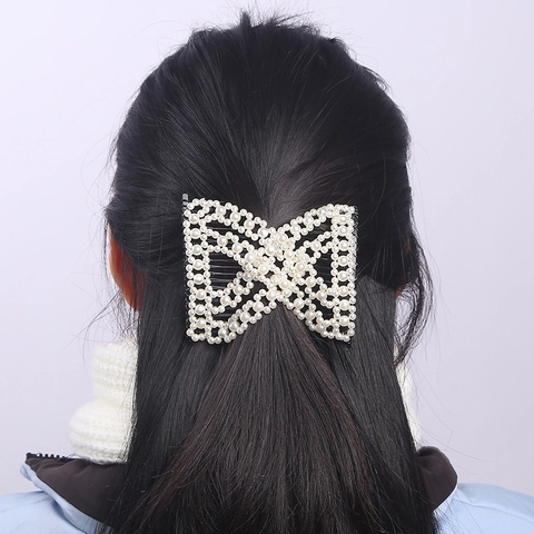Magic Haar Kamm Mit Künstliche Perlen Elastisch Doppel Schieber Haarklammer Für Damen Haarstyling Werkzeug Handgefertigt Schmetterling