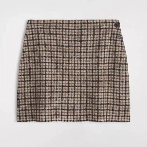 Dames Geruite Tweed Lange Mouwen Cropped Jas En Mini A-Lijn Rok Casual Retro Vakantie Stijl Kleding