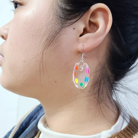 Acryl Maler Palette Ohrringe Handgefertigt Lustig Miniatur Kreativ Künstler Schmuck Für Frauen Mit Ohrstecker