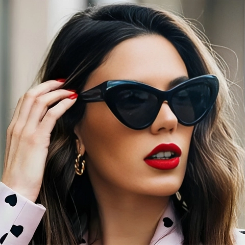 Occhiali Da Sole Occhio Di Gatto Forma Cuore Per Donna Protezione UV400 Retro Moda Montatura PC Lente AC Outdoor