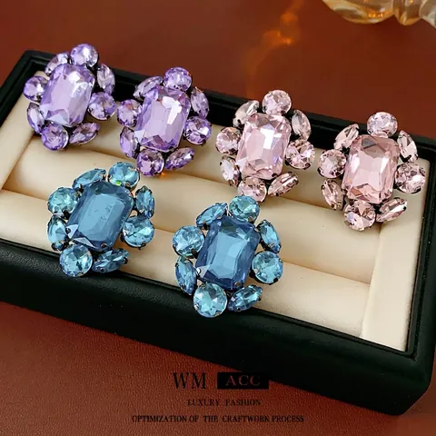 Vintage Geometrische Strass Ohrstecker Mit 925 Sterling Silber Ohrringpfosten Luxus Modeschmuck Für Frauen