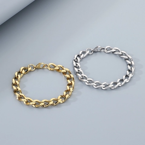 Bracciale A Catena Curb Acciaio Inossidabile Minimalista Hip Hop Gioielli Per Uomini E Donne Maglia Lucida