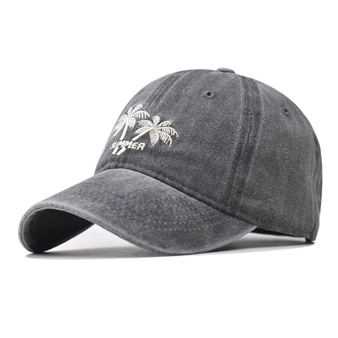 Cappello Da Baseball In Cotone Lavato Vintage Ricamo Albero Di Cocco Regolabile Traspirante Casual Cappello Da Sole Estivo