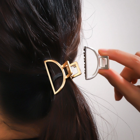 Molletta Per Capelli Minimalista In Lega Di Metallo Piccola Artiglio Geometrico Cavo Supporto Coda Di Cavallo Donne Ragazze Accessorio