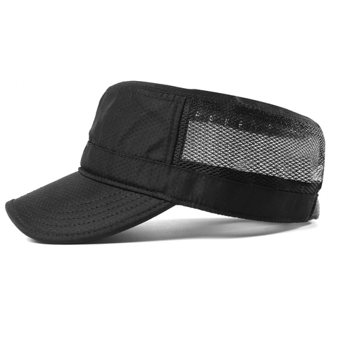 Men Cadet Cap Breathable Mesh Quick Dry Sun Protection Outdoor Lightweight Flat Top Hat Casual Summer Accessories