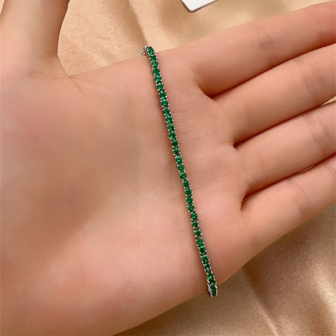 Élégant Bracelet Tennis Zircon Cubique Rangée Simple Coupe Ronde Bijoux De Mode Avec Fermoir Boîte Pour Femme