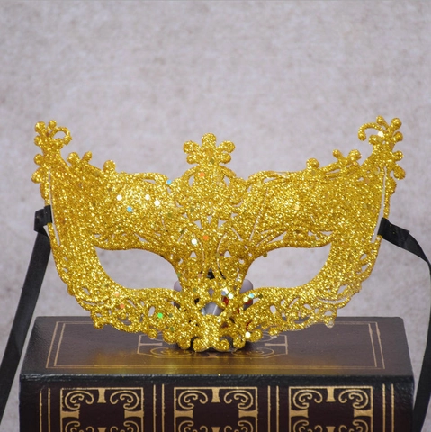 Maskerademaske Venezianisch Ausgehöhlt Glitzer Pailletten Halbe Gesicht Augenmaske Für Party Halloween Karneval Kostüm Zubehör