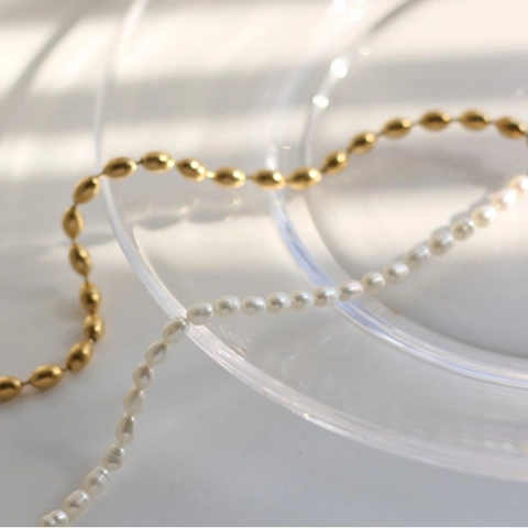 Gargantilla de Acero Inoxidable con Perlas Artificiales de Estilo Vintage Francés para Mujer Joyas Bañadas en Oro 18K