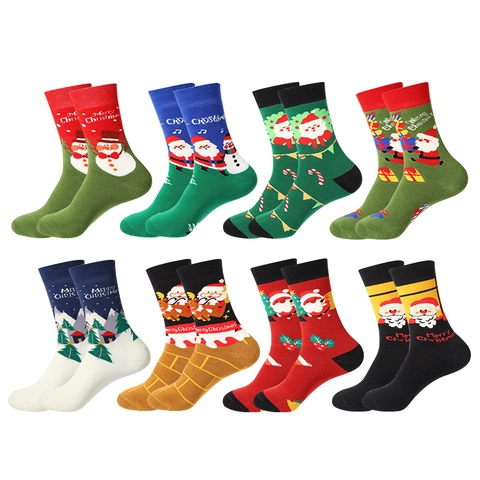 Christmas Terry Socks Winter Thickened Warm Crew Socks Cotton Santa Claus Snowman Pattern Festive Socks For Men Women