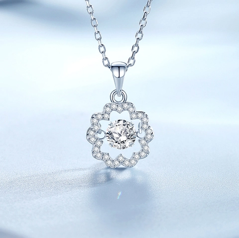 925 Sterlingsilber Sonnenblume Anhänger Halskette Für Damen Moissanit Strass Eingelegt Tanzender Stein Gänseblümchen Schlüsselbeinkette Schmuck